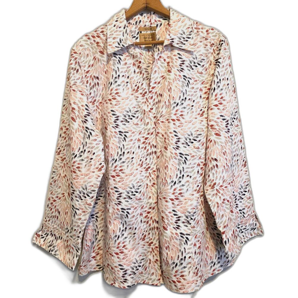 Taylor Investments Gold Label Shirt Multicolor Dots Long Sleeve Non Iron Size 18